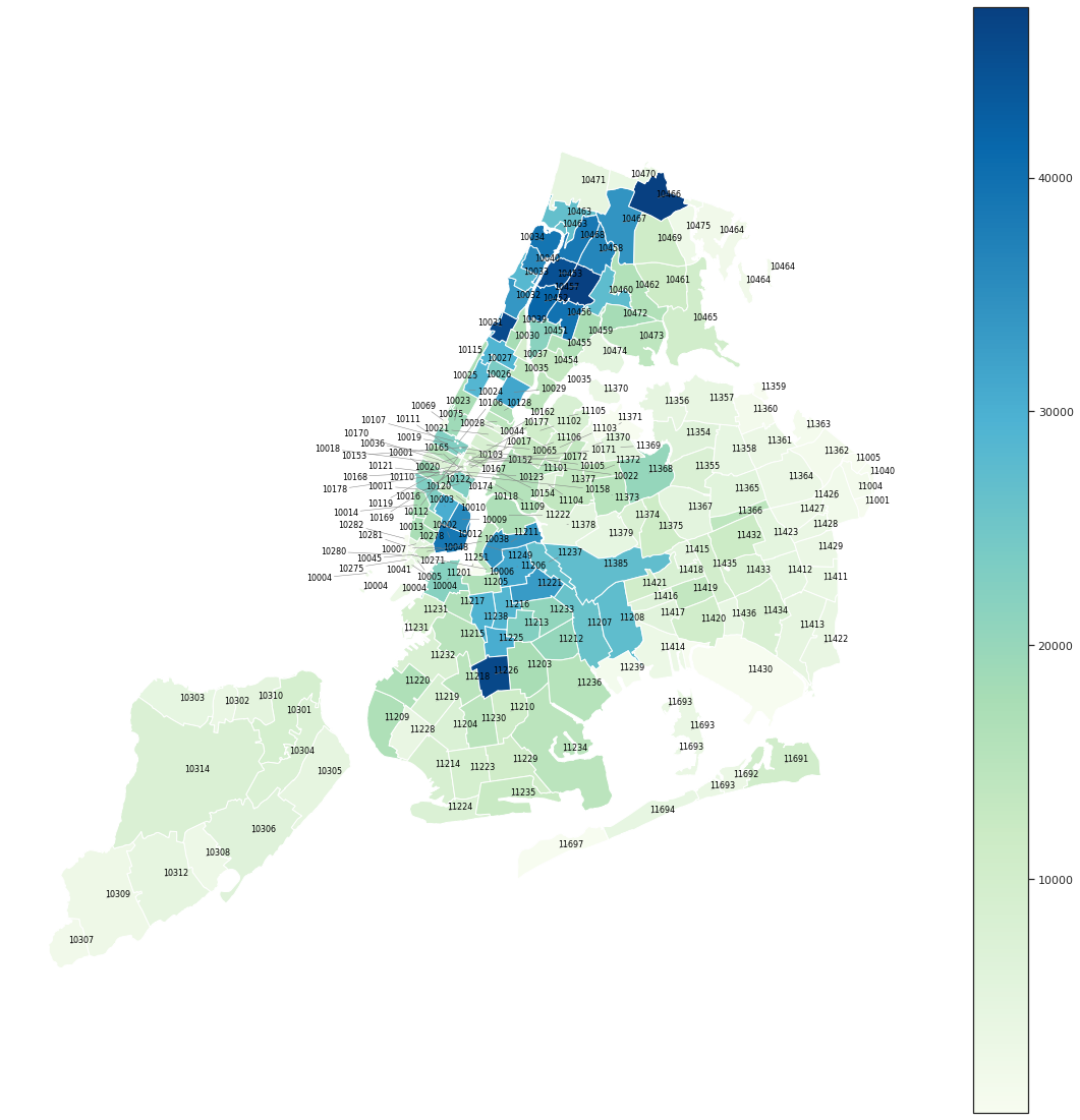 Noise complaints by NYC ZIP code, 2010-2021