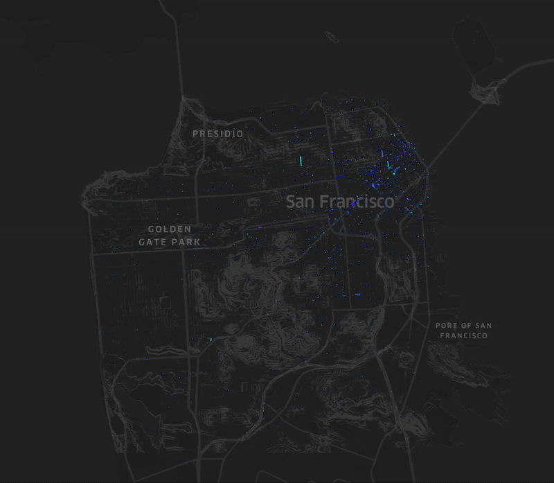 Cleaned AOMA trip data showing pedestrian activity patterns